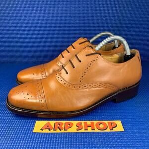 🔴 SAMUEL WINDSOR CAP-TOE OXFORD Men's US 7.5 Tan Brown Handmade Shoes